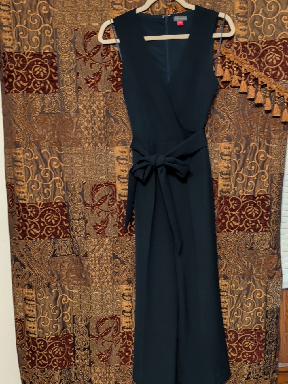 Vince Camuto Navy Blue Women's Flared & Belted Pantsuit In A Sz. 2